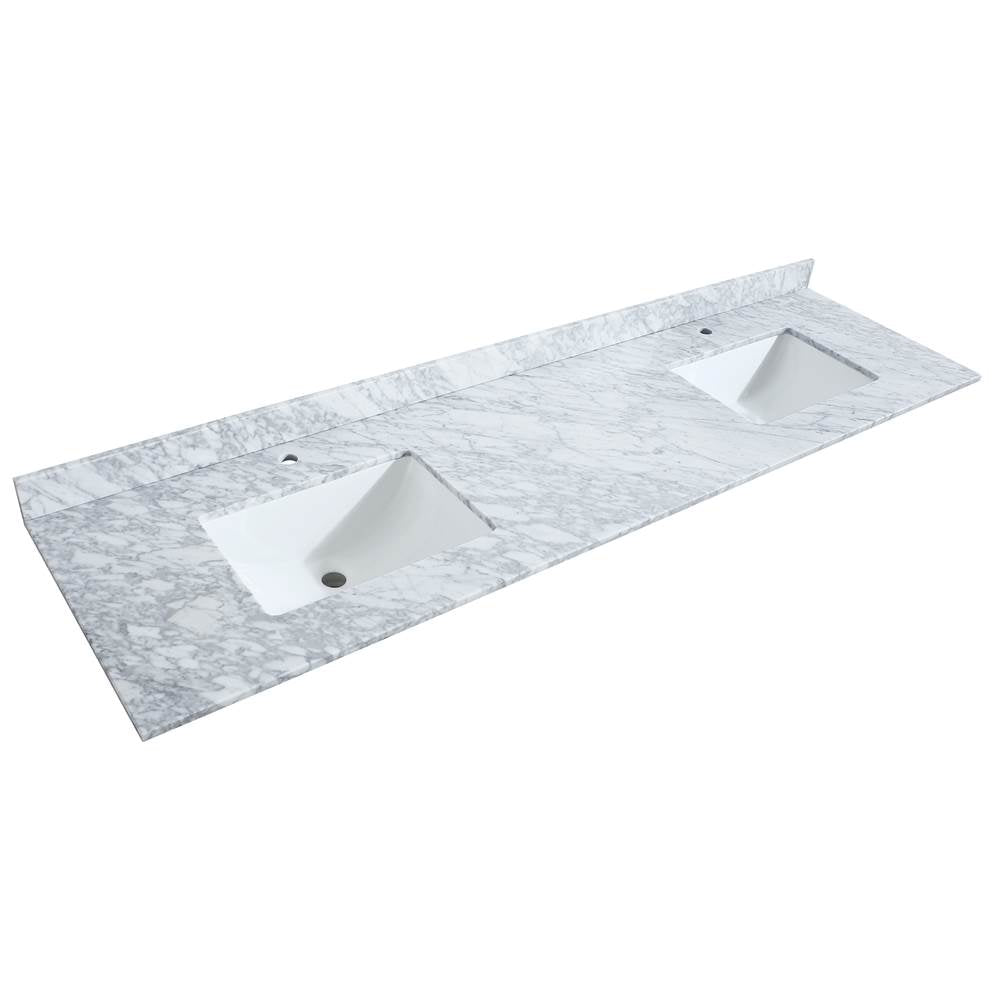 Sheffield 80 Inch Double Bathroom Vanity in Espresso, White Carrara Marble Countertop, Undermount Square Sinks, and No Mirror