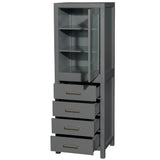 Sheffield 24 Inch Linen Tower in Espresso with Shelved Cabinet Storage and 4 Drawers