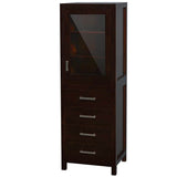 Wyndham Collection - Sheffield 24 Inch Linen Tower in Espresso with Shelved Cabinet Storage and 4 Drawers - Espresso