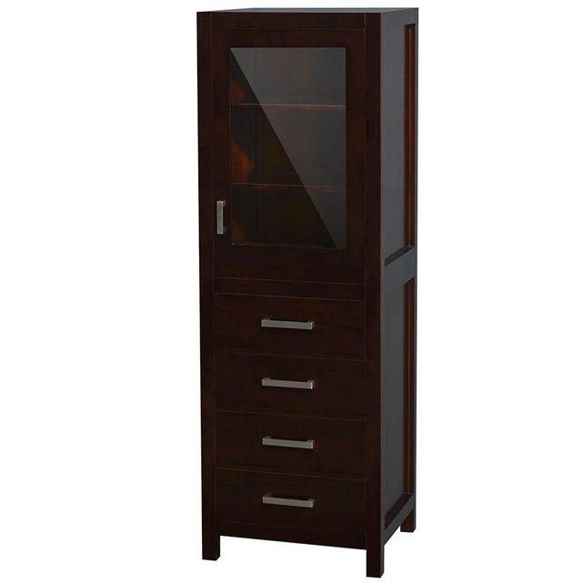 Wyndham Collection - Sheffield 24 Inch Linen Tower in Espresso with Shelved Cabinet Storage and 4 Drawers - Espresso