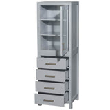 Sheffield 24 Inch Linen Tower in Espresso with Shelved Cabinet Storage and 4 Drawers