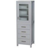 Wyndham Collection - Sheffield 24 Inch Linen Tower in Gray with Shelved Cabinet Storage and 4 Drawers - Gray