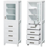 Sheffield 24 Inch Linen Tower in Espresso with Shelved Cabinet Storage and 4 Drawers