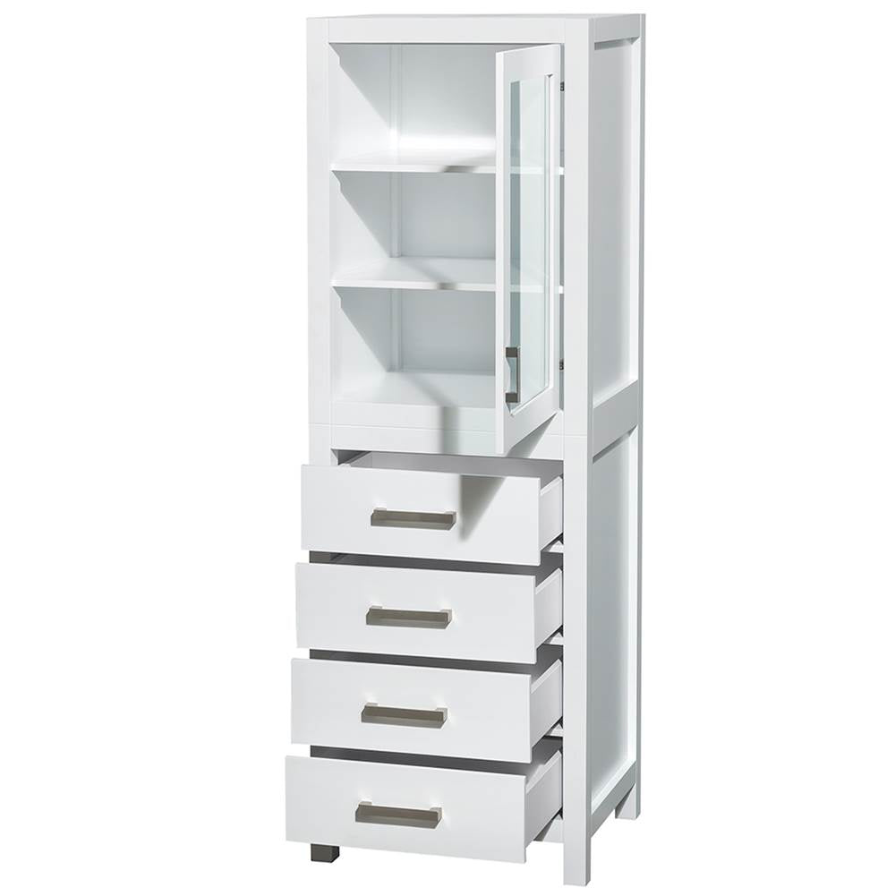 Sheffield 24 Inch Linen Tower in Espresso with Shelved Cabinet Storage and 4 Drawers