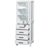 Sheffield 24 Inch Linen Tower in Espresso with Shelved Cabinet Storage and 4 Drawers