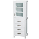 Wyndham Collection - Sheffield 24 Inch Linen Tower in White with Shelved Cabinet Storage and 4 Drawers - White