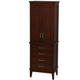 Wyndham Collection - Hatton Bathroom Linen Tower in Dark Chestnut with Shelved Cabinet Storage and 4 Drawers - Dark Chestnut