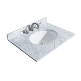Deborah 30 Inch Single Bathroom Vanity in White, White Carrara Marble Countertop, Undermount Oval Sink, Brushed Gold Trim, Medicine Cabinet