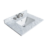 Deborah 30 Inch Single Bathroom Vanity in White, White Carrara Marble Countertop, Undermount Square Sink, Brushed Gold Trim, Medicine Cabinet