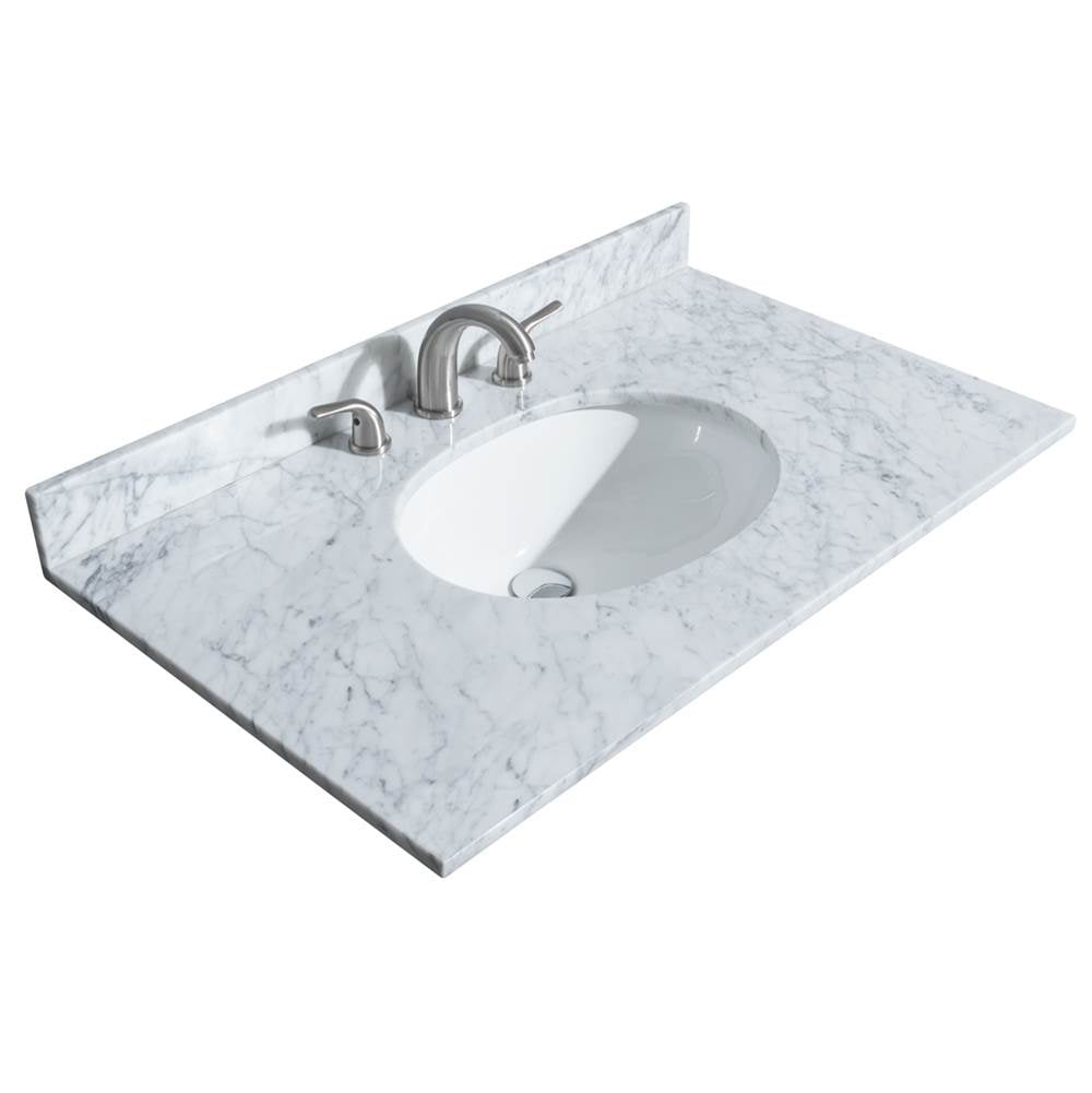 Deborah 36 Inch Single Bathroom Vanity in Dark Espresso, White Carrara Marble Countertop, Undermount Oval Sink, and 24 Inch Mirror
