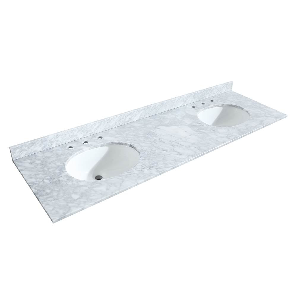 Deborah 72 Inch Double Bathroom Vanity in Dark Espresso, White Carrara Marble Countertop, Undermount Oval Sinks, and 24 Inch Mirrors