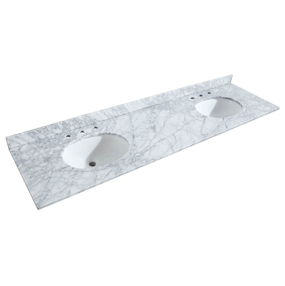 Deborah 80 Inch Double Bathroom Vanity in Dark Espresso, White Carrara Marble Countertop, Undermount Oval Sinks, and Medicine Cabinets