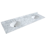 Deborah 80 Inch Double Bathroom Vanity in Dark Espresso, White Carrara Marble Countertop, Undermount Oval Sinks, and 24 Inch Mirrors