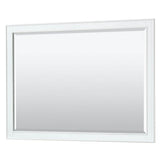 Deborah 48 Inch Single Bathroom Vanity in White, White Carrara Marble Countertop, Undermount Oval Sink, Brushed Gold Trim, 46 Inch Mirror