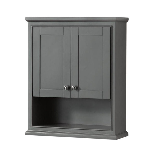 Wyndham Collection - Deborah Bathroom Wall-Mounted Storage Cabinet in Dark Gray - Dark Gray