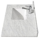 Daria 36 Inch Single Bathroom Vanity in Dark Blue, White Carrara Marble Countertop, Undermount Square Sink, No Mirror