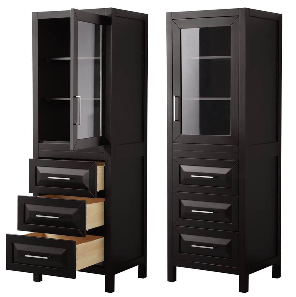 Daria Linen Tower in Dark Blue with Shelved Cabinet Storage and 3 Drawers