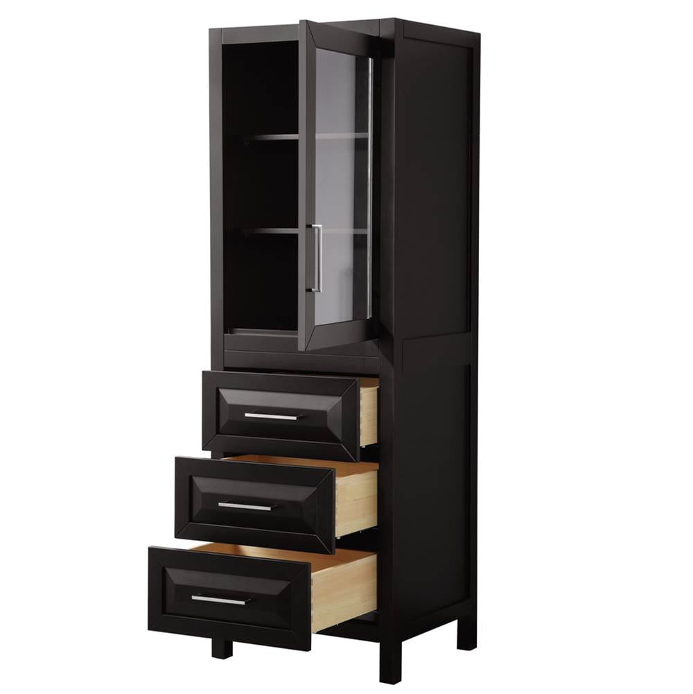 Daria Linen Tower in Dark Blue with Shelved Cabinet Storage and 3 Drawers