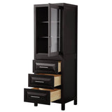 Daria Linen Tower in Dark Blue with Shelved Cabinet Storage and 3 Drawers
