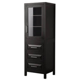 Wyndham Collection - Daria Linen Tower in Dark Espresso with Shelved Cabinet Storage and 3 Drawers - Dark Espresso