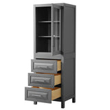 Daria Linen Tower in Dark Blue with Shelved Cabinet Storage and 3 Drawers