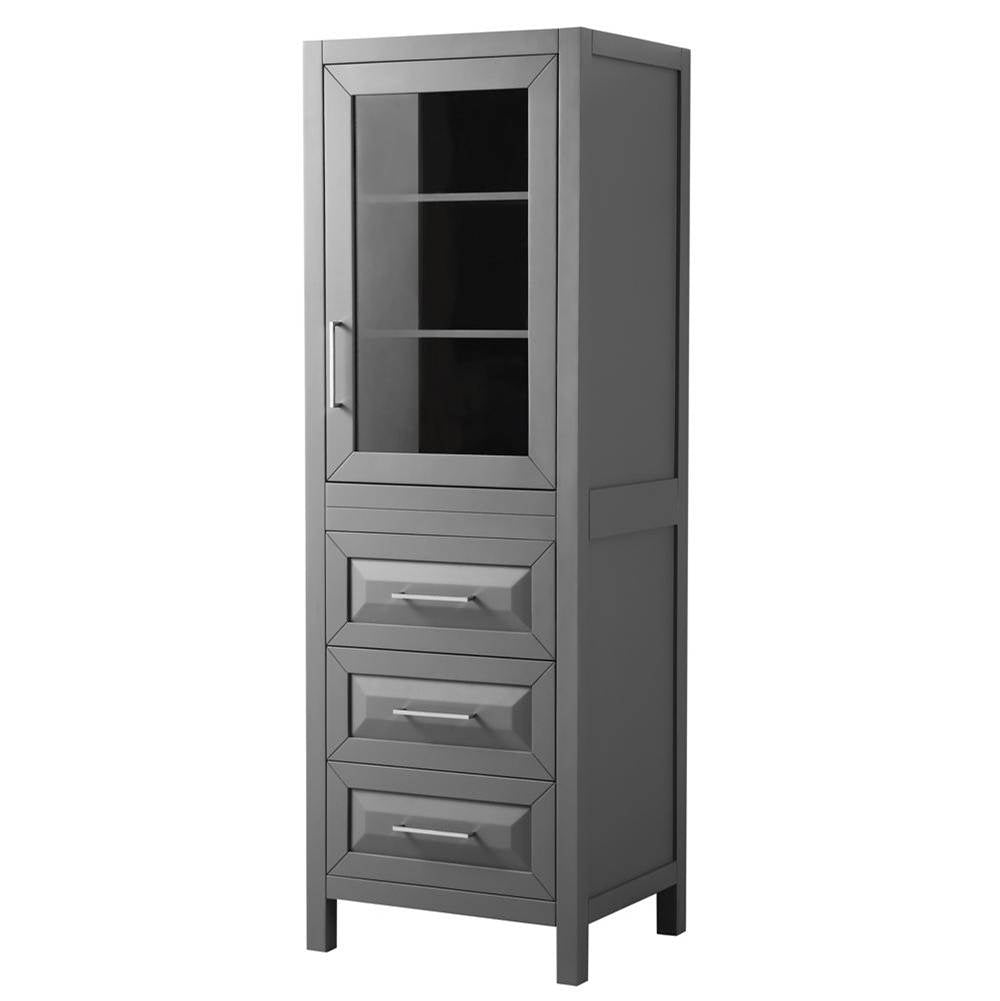 Wyndham Collection - Daria Linen Tower in Dark Gray with Shelved Cabinet Storage and 3 Drawers - Dark Gray