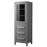 Wyndham Collection - Daria Linen Tower in Dark Gray with Shelved Cabinet Storage and 3 Drawers - Dark Gray