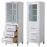 Daria Linen Tower in Dark Blue with Shelved Cabinet Storage and 3 Drawers