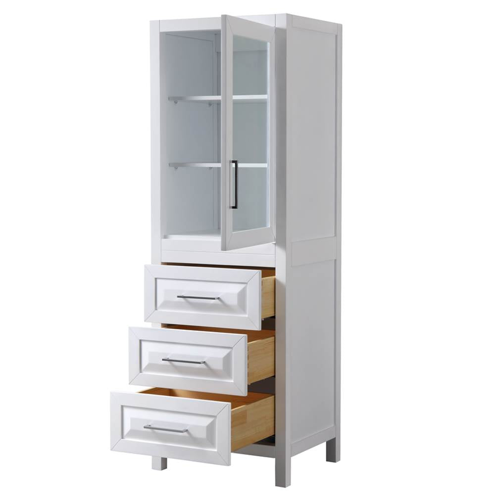 Daria Linen Tower in Dark Blue with Shelved Cabinet Storage and 3 Drawers