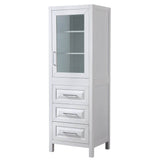 Wyndham Collection - Daria Linen Tower in White with Shelved Cabinet Storage and 3 Drawers - White