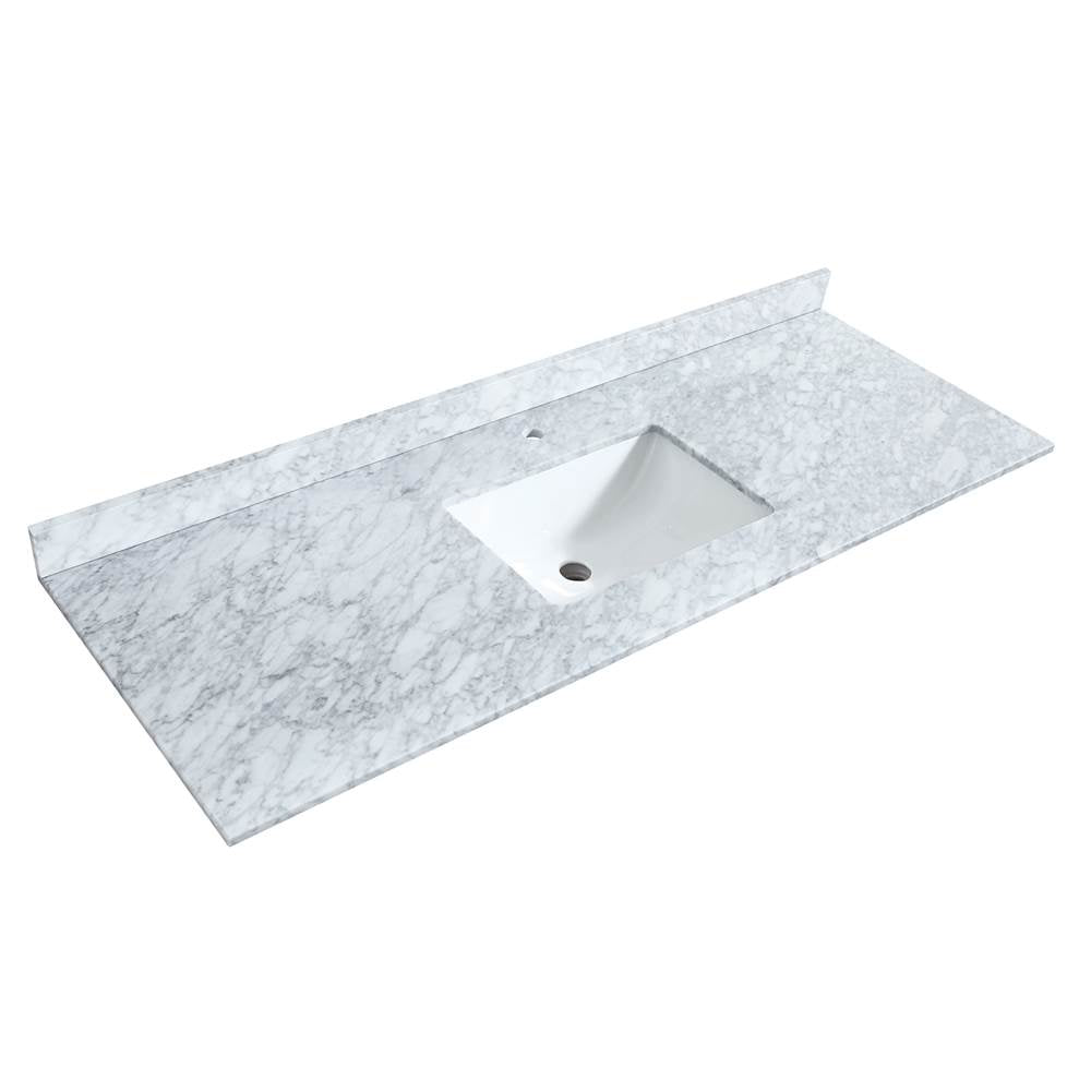 Maroni 60 Inch Single Bathroom Vanity in Light Straw, White Carrara Marble Countertop, Undermount Square Sink
