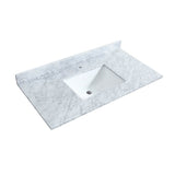 Miranda 42 Inch Single Bathroom Vanity in White, White Carrara Marble Countertop, Undermount Square Sink, Brushed Nickel Trim