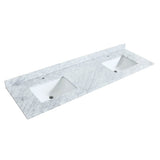 Miranda 72 Inch Double Bathroom Vanity in Dark Gray, White Carrara Marble Countertop, Undermount Square Sinks, Matte Black Trim, 70 Inch Mirror