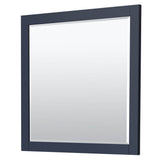 Miranda 36 Inch Single Bathroom Vanity in Dark Blue, White Carrara Marble Countertop, Undermount Square Sink, Brushed Nickel Trim, 34 Inch Mirror