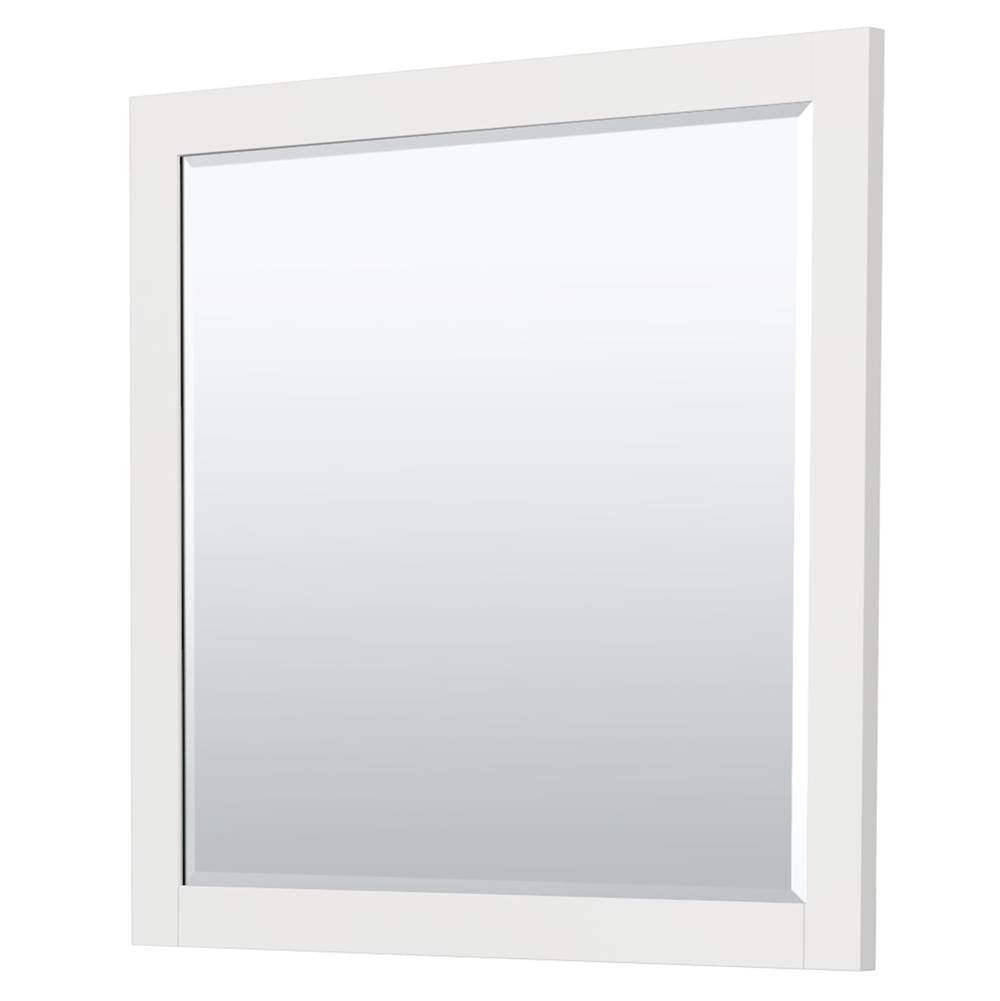 Miranda 42 Inch Single Bathroom Vanity in White, White Carrara Marble Countertop, Undermount Square Sink, Matte Black Trim, 34 Inch Mirror