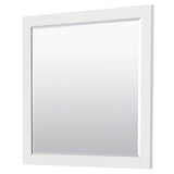 Miranda 42 Inch Single Bathroom Vanity in White, White Cultured Marble Countertop, Undermount Square Sink, Brushed Nickel Trim, 34 Inch Mirror