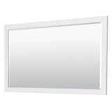 Miranda 60 Inch Single Bathroom Vanity in White, White Carrara Marble Countertop, Undermount Square Sink, Brushed Nickel Trim, 58 Inch Mirror