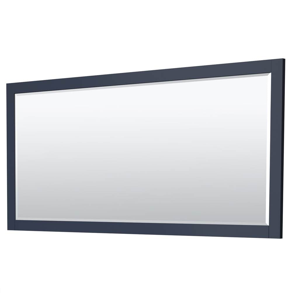 Miranda 72 Inch Double Bathroom Vanity in Dark Blue, No Countertop, No Sink, Brushed Gold Trim, 70 Inch Mirror