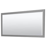 Miranda 80 Inch Double Bathroom Vanity in Dark Gray, No Countertop, No Sink, Matte Black Trim, 70 Inch Mirror