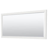 Miranda 80 Inch Double Bathroom Vanity in White, White Carrara Marble Countertop, Undermount Square Sinks, Matte Black Trim, 70 Inch Mirror