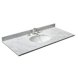 Margate 48 Inch Single Bathroom Vanity in Dark Gray, White Carrara Marble Countertop, Undermount Oval Sink, and 44 Inch Mirror