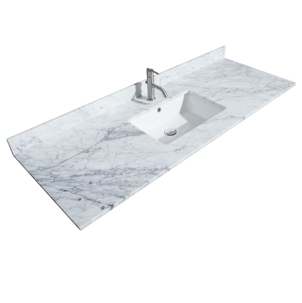 Margate 60 Inch Single Bathroom Vanity in Dark Gray, White Carrara Marble Countertop, Undermount Square Sink, and No Mirror