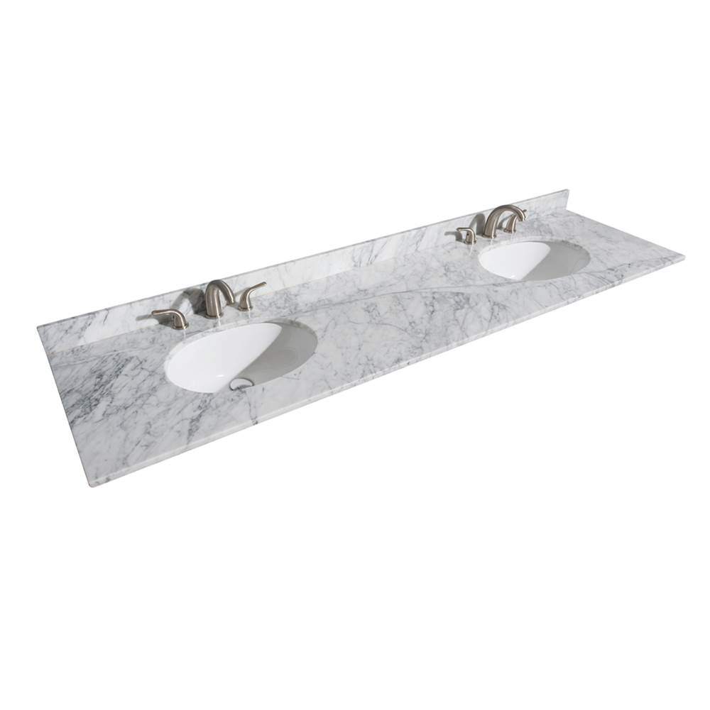 Margate 80 Inch Double Bathroom Vanity in Dark Gray, White Carrara Marble Countertop, Undermount Oval Sinks, and 70 Inch Mirror