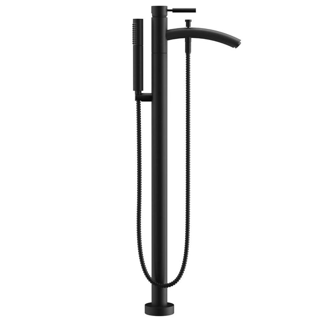 Wyndham Collection - Taron Modern-Style Bathroom Tub Filler Faucet (Floor-mounted) in Matte Black