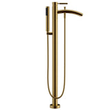 Wyndham Collection - Taron Modern-Style Bathroom Tub Filler Faucet (Floor-mounted) in Brushed Gold