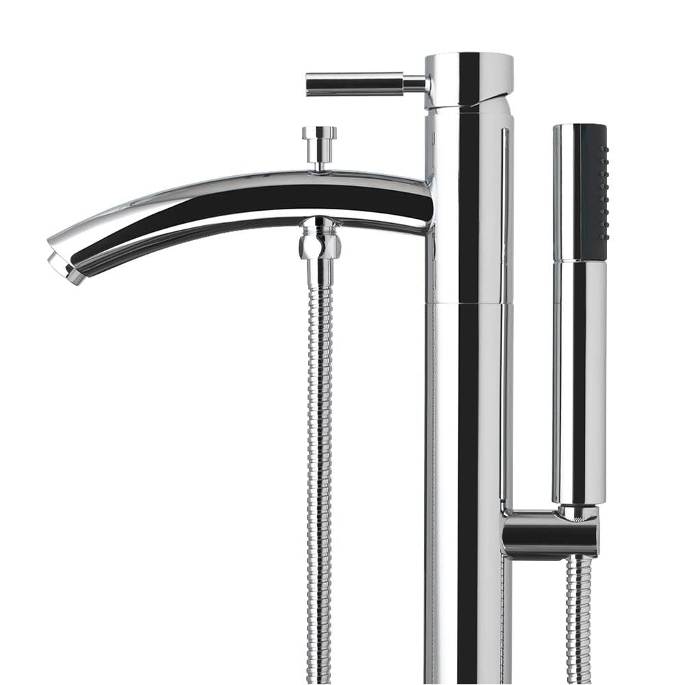 Taron Modern-Style Bathroom Tub Filler Faucet (Floor-mounted) in Brushed Nickel