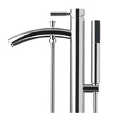 Taron Modern-Style Bathroom Tub Filler Faucet (Floor-mounted) in Brushed Nickel