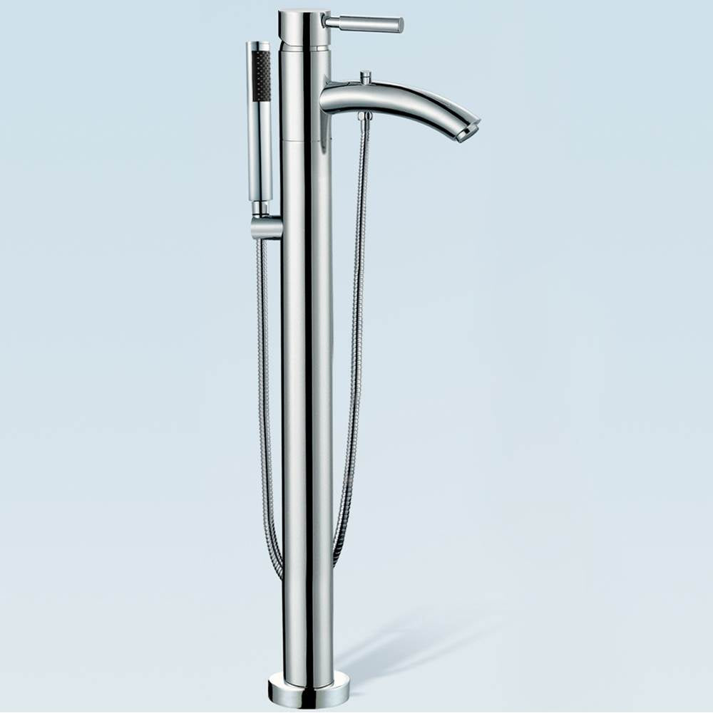 Wyndham Collection - Taron Modern-Style Bathroom Tub Filler Faucet (Floor-mounted) in Polished Chrome - Polished Chrome