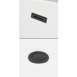 Callie 59 Inch Freestanding Bathtub in White with Floor Mounted Faucet, Drain and Overflow Trim in Matte Black