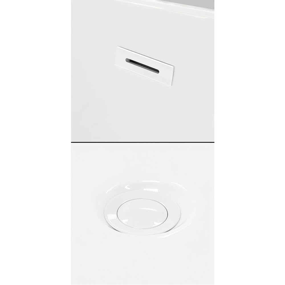 Juliette 67 Inch Freestanding Bathtub in White with Shiny White Trim and Floor Mounted Faucet in Brushed Gold